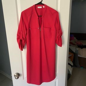 New York & Company Stretch Pink Dress with Silver Accents